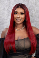 gLAM gOTH xY rED Red 13*2" Lace Front Wigs Synthetic Straight 26" 150% Density