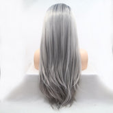 Glam Goth Life Silver Siren 13*3" Lace Front Wigs Synthetic Long Straight 24" 130% Density