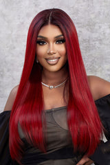 gLAM gOTH xY rED Red 13*2" Lace Front Wigs Synthetic Straight 26" 150% Density