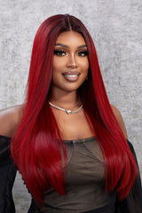 gLAM gOTH xY rED Red 13*2" Lace Front Wigs Synthetic Straight 26" 150% Density