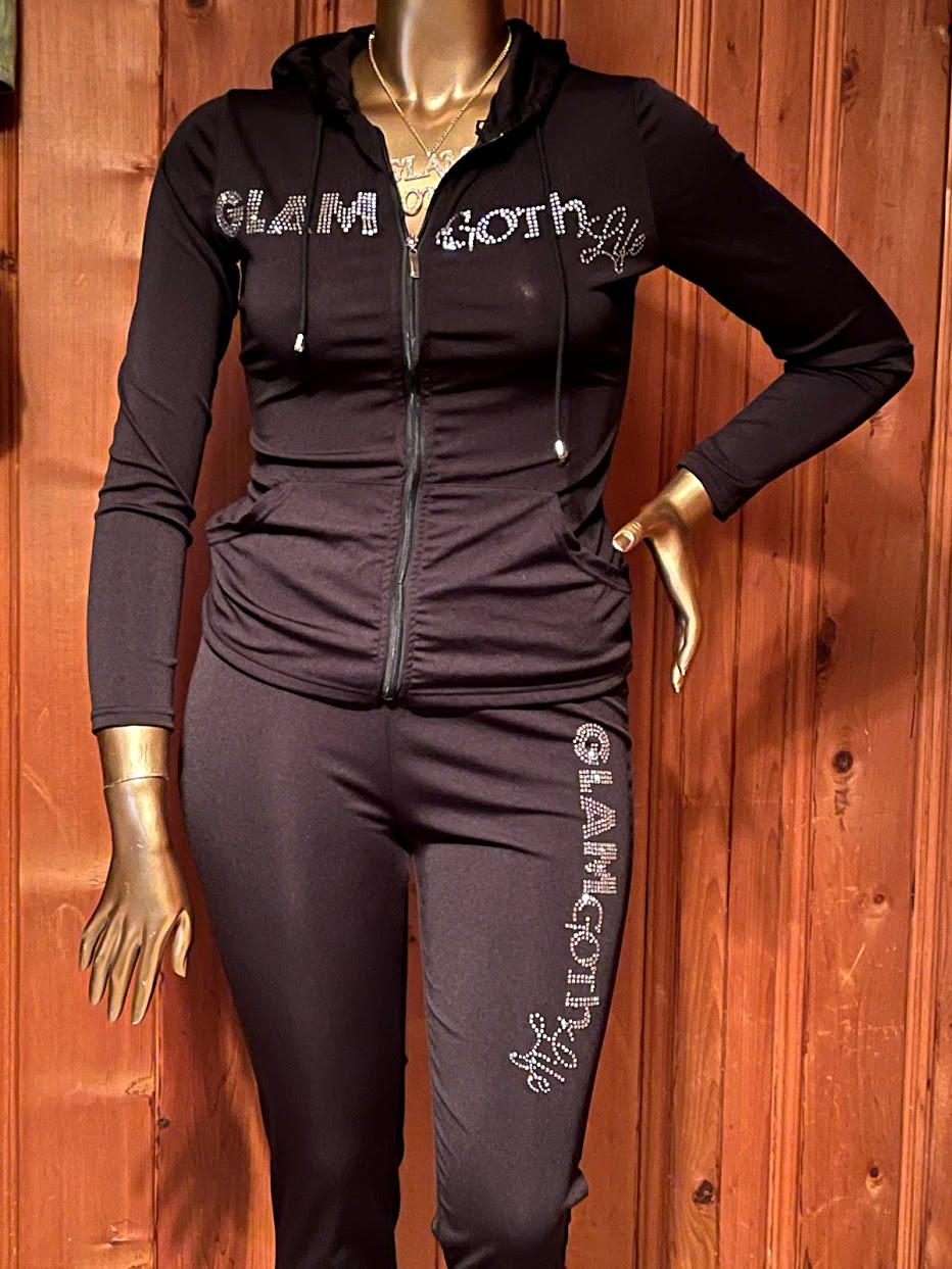 GLAM Goth Life Go To  hoodie set crystal logo various colors available