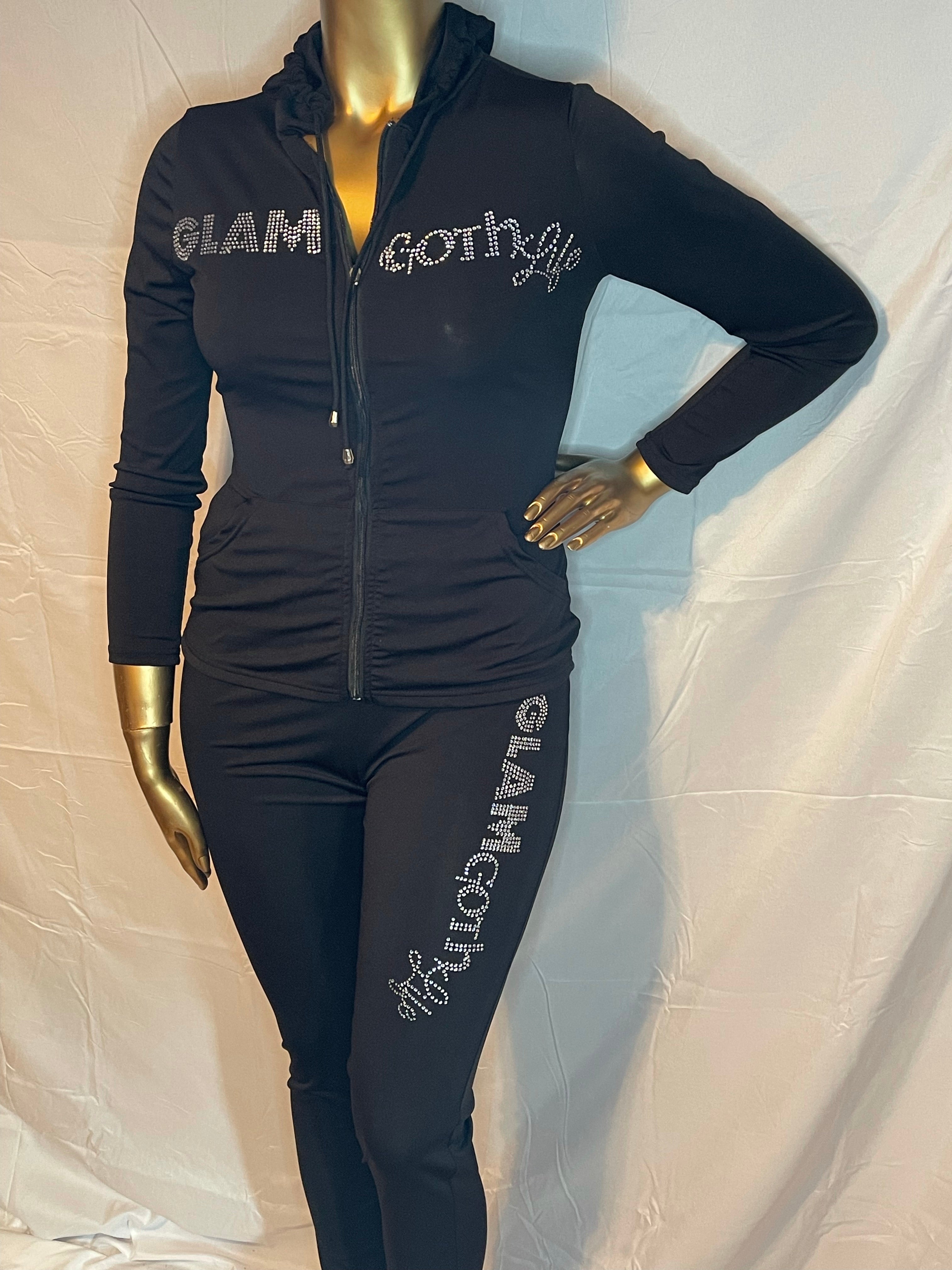 GLAM Goth Life Go To  hoodie set crystal logo various colors available