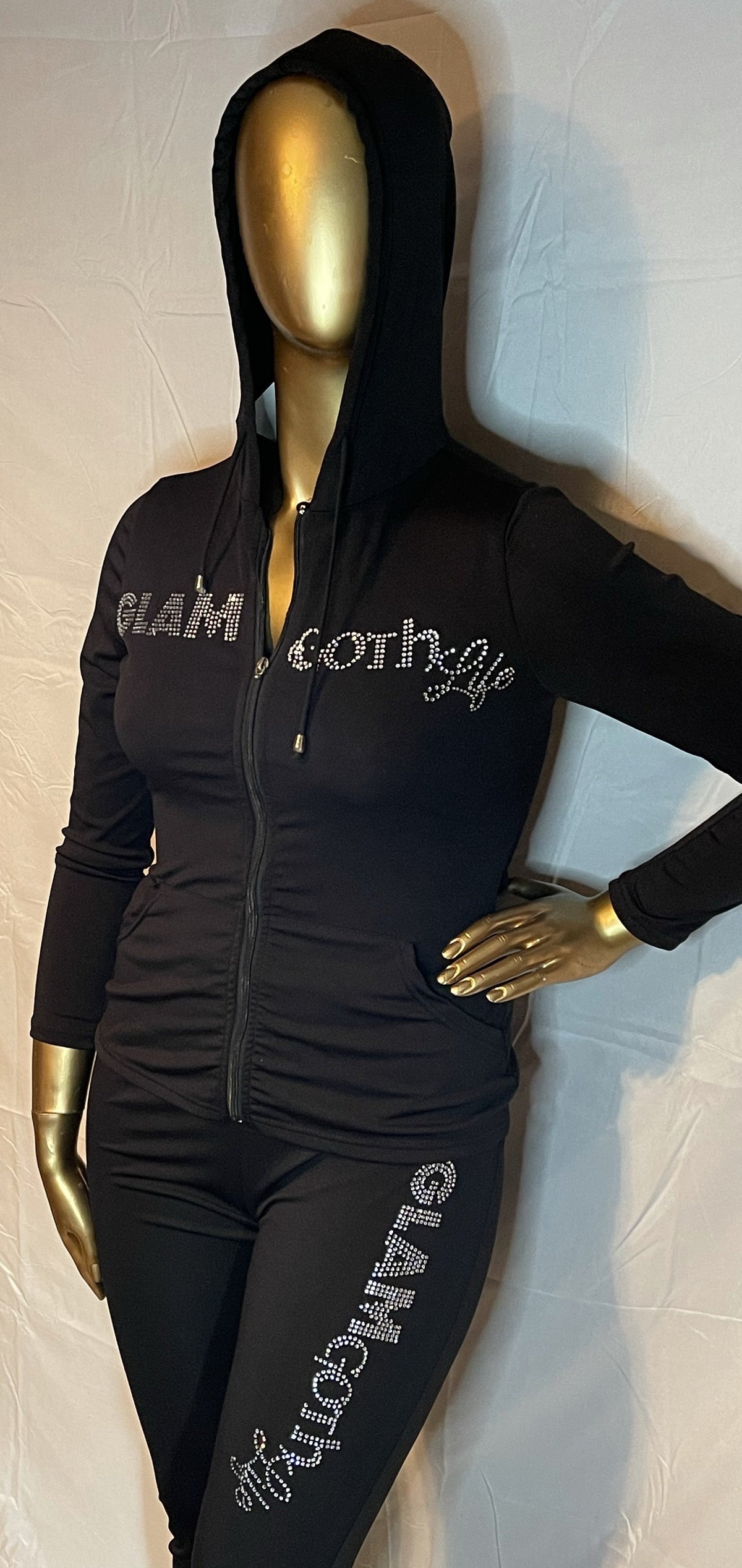 GLAM Goth Life Go To  hoodie set crystal logo various colors available