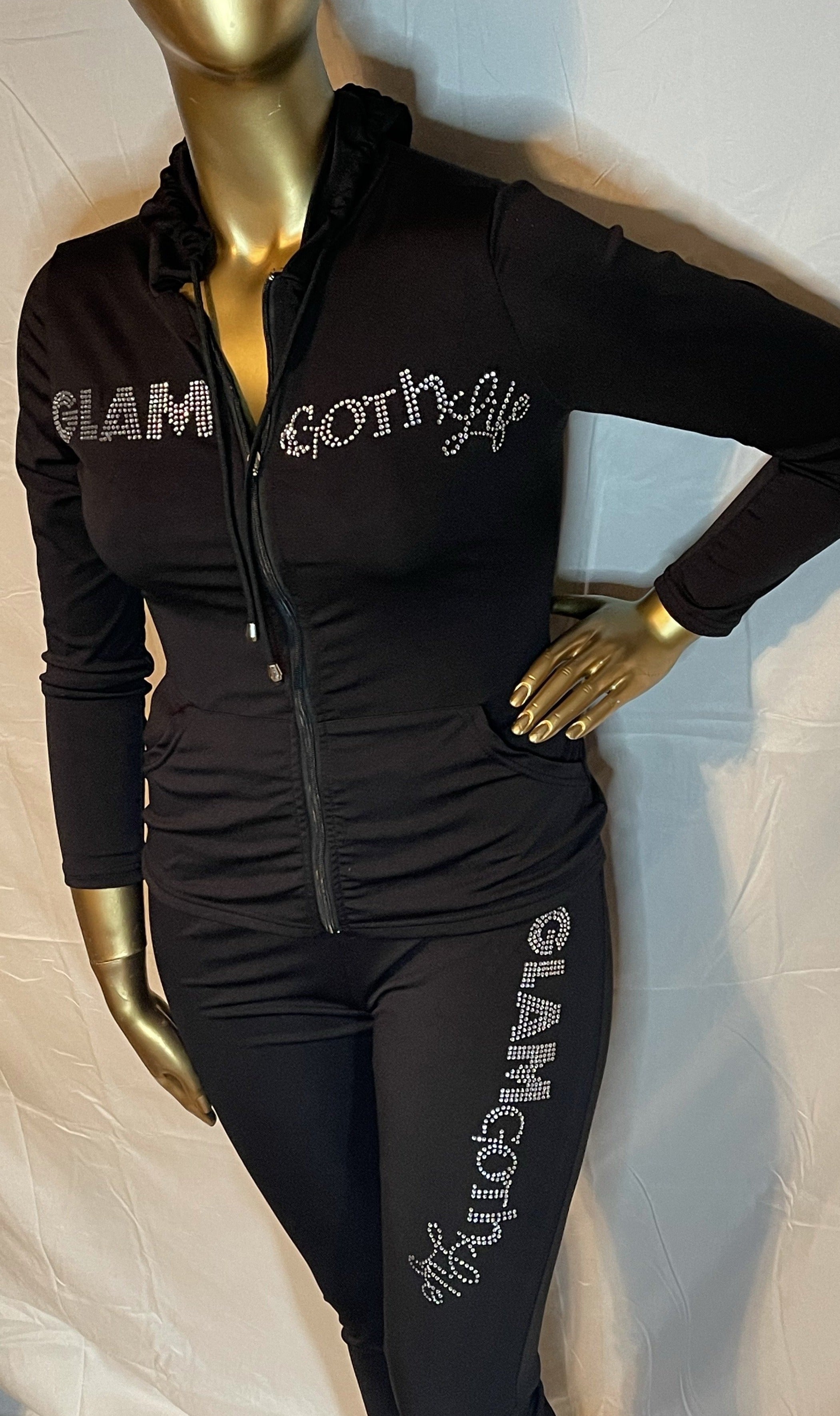 GLAM Goth Life Go To  hoodie set crystal logo various colors available