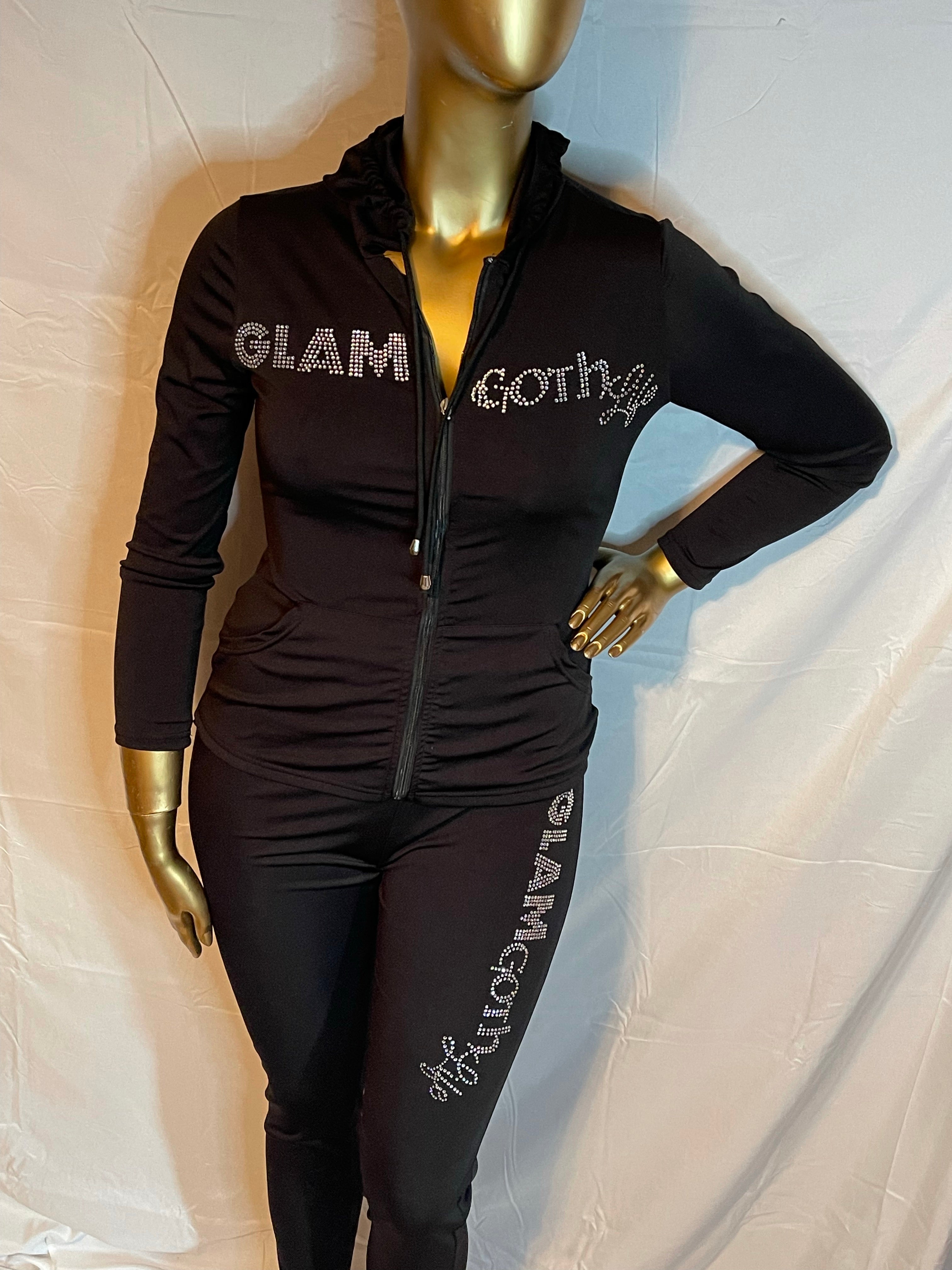 GLAM Goth Life Go To  hoodie set crystal logo various colors available